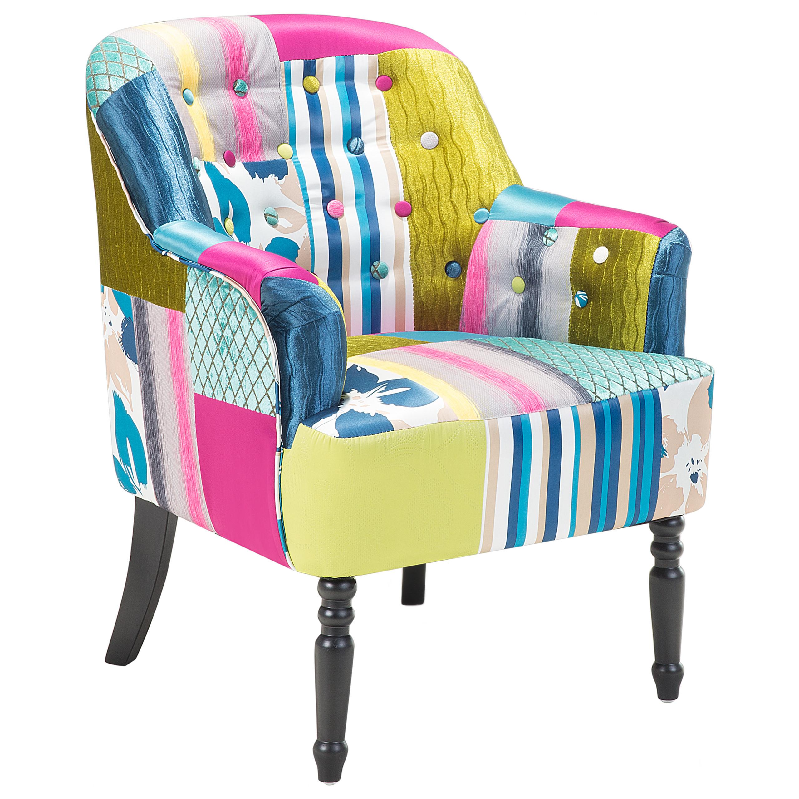 SESSEL Polsterbezug Bunt Mandal - Multicolor, Holz/Textil (59/86/57cm) - Beliani