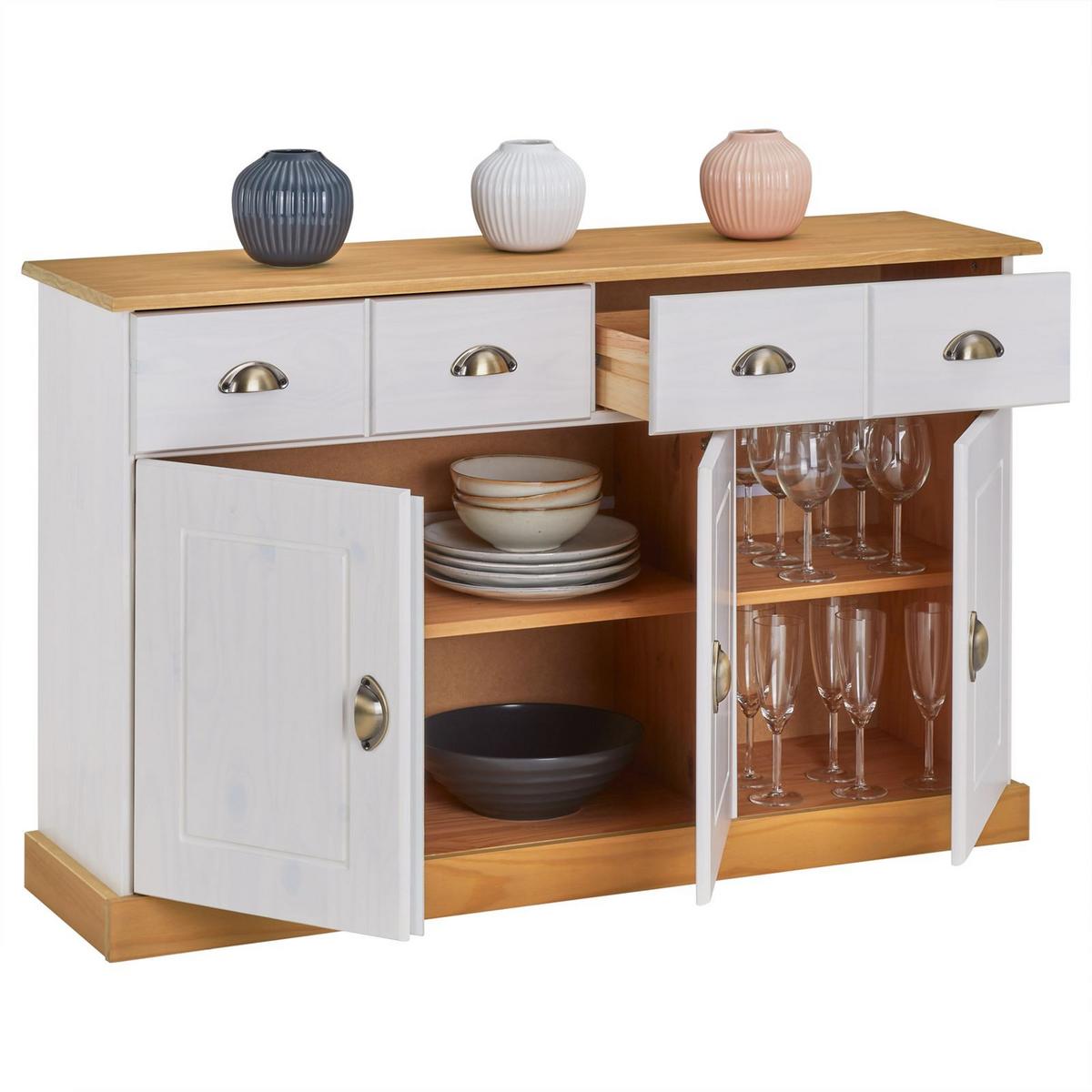 ANRICHTE PARIS weiß/braun - Weiß/Braun, Holz (116/73/35cm) - IDIMEX