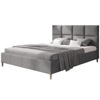 POLSTERBETT LUX Roma mit Kopfteil, 160 x 200 cm, Doppelbett mit Lattenrost aus Holz, Strukturstoff Grau, Füße in Farbe: Braun - Grau, Holz/Textil (160/200cm) - Alpi-Möbel