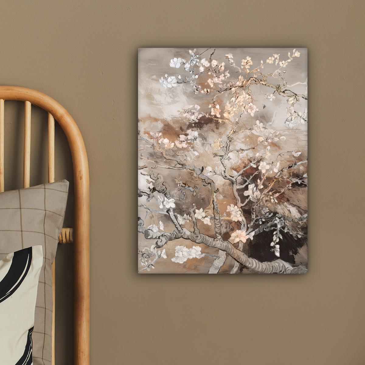 LEINWANDBILD Mandelblüte - Kunst - Van Gogh - Beige - Abstrakt Room Decor 30x40 cm - Braun, Textil (30/40cm) - MuchoWow