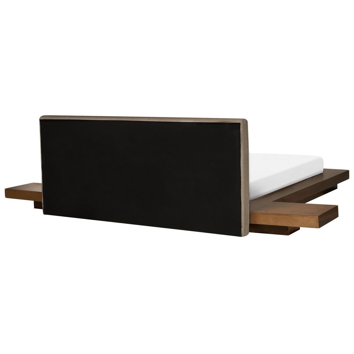 BETT mit LED 160/200 cm MDF-Platte Taupe Zen - Taupe, Holz (160/200cm) - Beliani