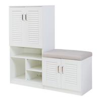 SCHUHSCHRANK Løten mit Sitzbank - Grau, Holzwerkstoff/Kunststoff (120/120/36.5cm) - [en.casa]