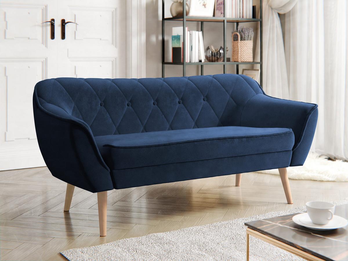 SOFA Skand 2 - Dunkelblau/Naturfarben, Holz/Textil (140/75/74cm) - MIRJAN24