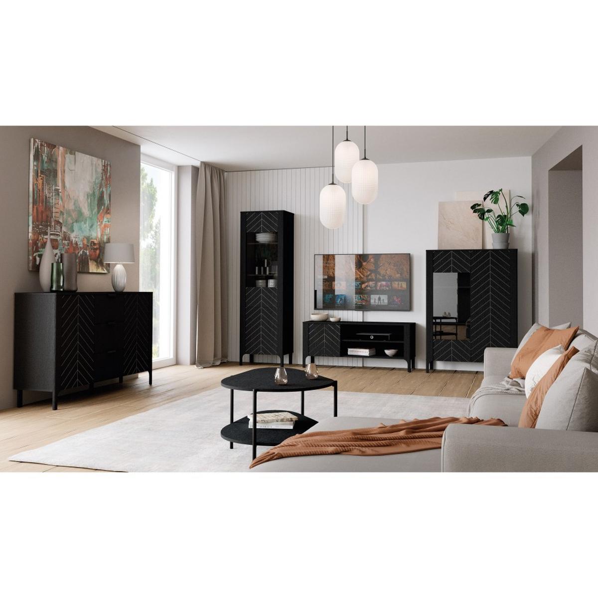 LOWBOARD Lume mit Schublade und Türen, 160 cm, schwarz - Schwarz, Holzwerkstoff (160/57/40.5cm) - Beautysofa