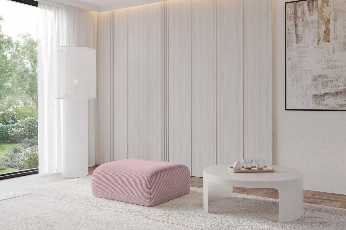 POUF MIRA-PUF 91x89x40 Rosa cm Cord Modular Sitzhocker - Schwarz/Rosa, Holzwerkstoff/Kunststoff (91/40/89cm) - ALTDECOR