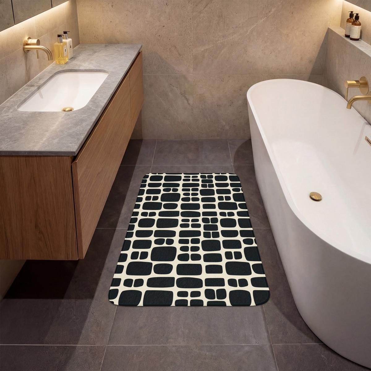 BADEMATTE Modern - Bio - Schwarz 60x90 cm - Anthrazit, Textil (60/90cm) - OnlyWow