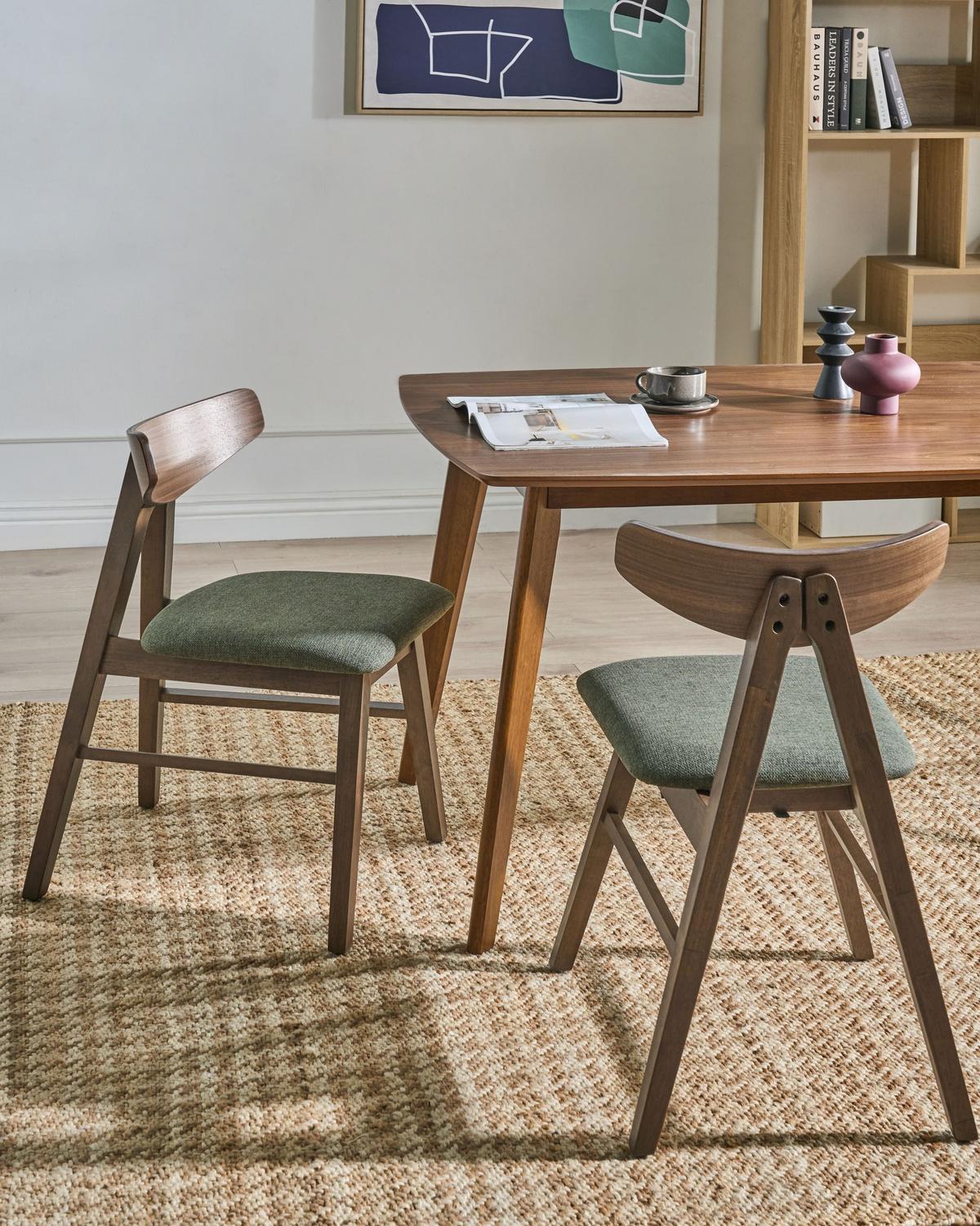 ESSZIMMERSTUHL 2er-Set Holz Braun/Grün Lacota - Dunkelbraun, Holz (50/77/58cm) - Beliani