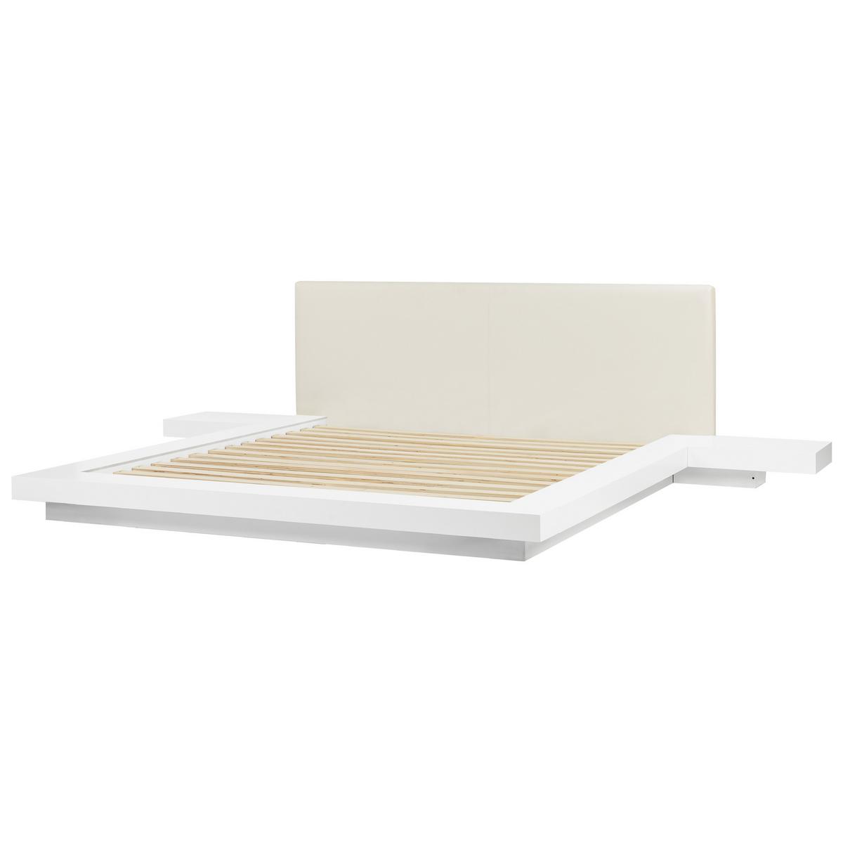BETT mit Lattenrost 180x200 cm Weiß Zen - Weiß, Holzwerkstoff (180/200cm) - Beliani