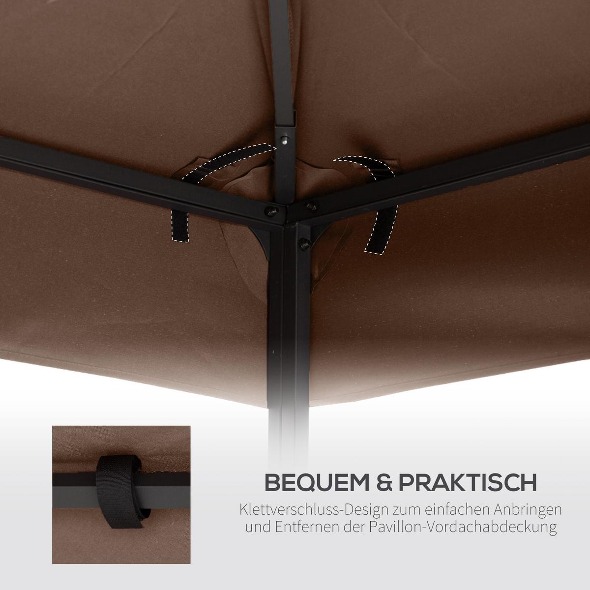 PAVILLONDACH, Polyester, Kaffee - Braun, Kunststoff (300/18/300cm) - Outsunny