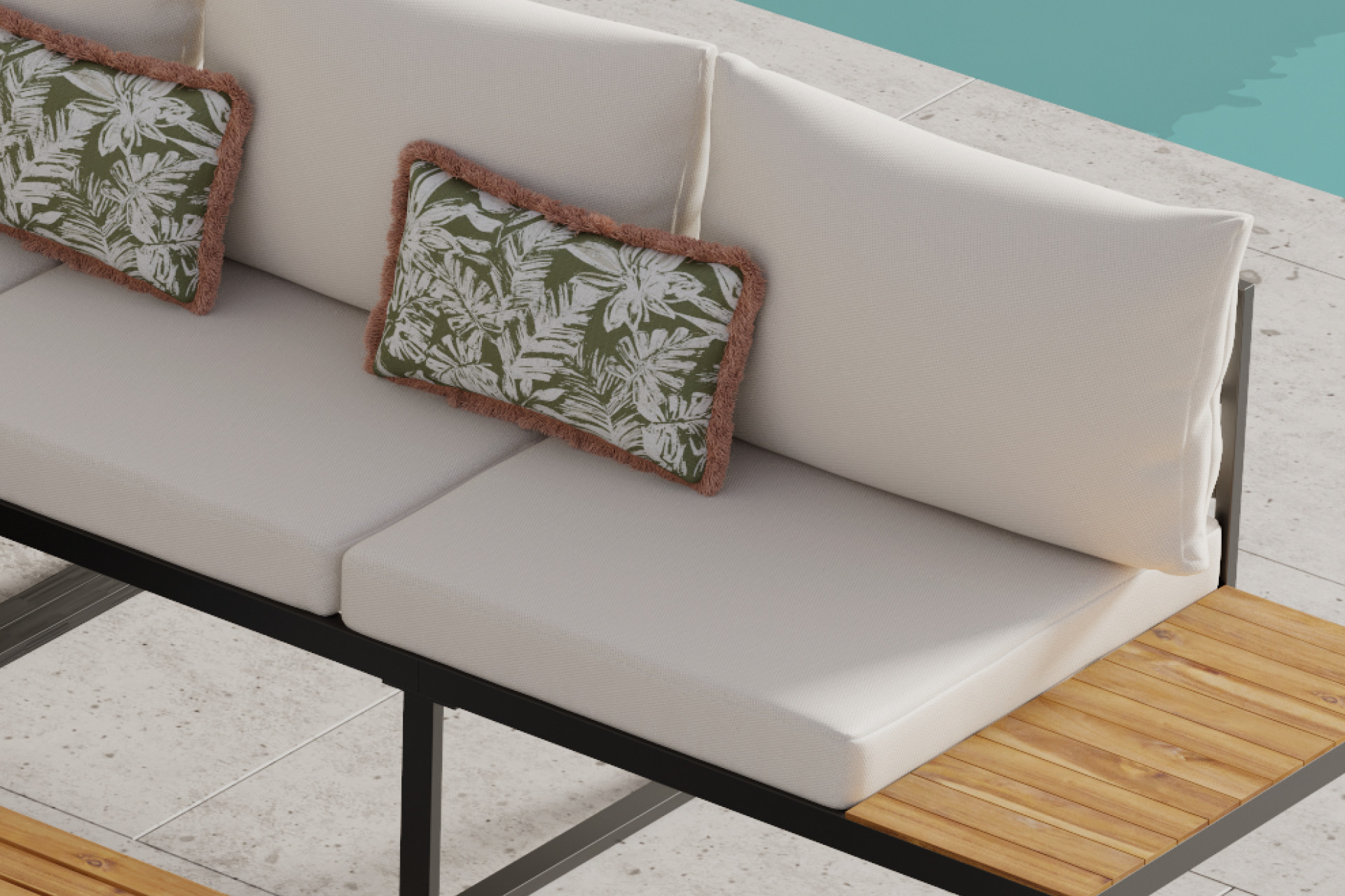 Loungegarnitur inkl. Rück- und Sitzkissen Creme Bezug Outdoorstoff Quick dry foam schnell trocknender Schaumstoff 