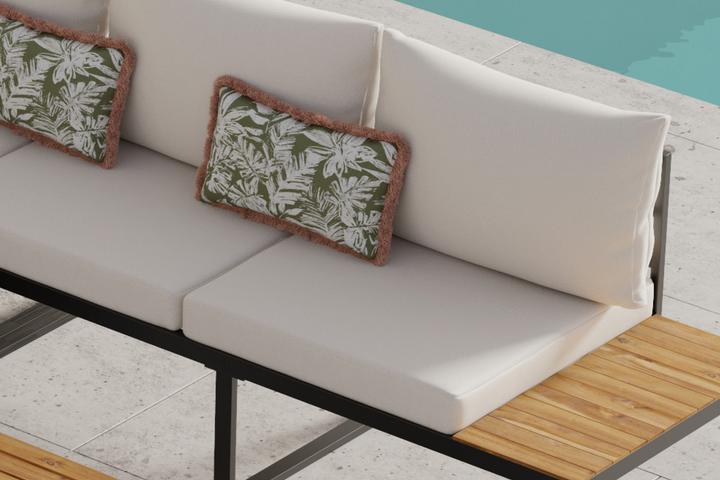 Loungegarnitur inkl. Rück- und Sitzkissen Creme Bezug Outdoorstoff Quick dry foam schnell trocknender Schaumstoff