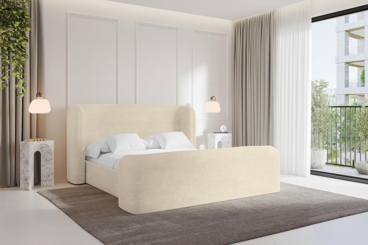POLSTERBETT mit Bettkasten, Fußteil und Lattenrost, Bett mit Matratze H3/H4 - ESTI-Z 140x200 Beige - Beige, Holzwerkstoff/Textil (140/200cm) - ALTDECOR