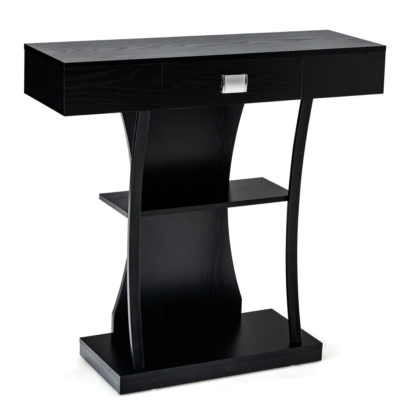 KONSOLENTISCH Schwarz - Schwarz, Holz (30/91/88cm) - COSTWAY
