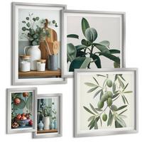BILDER SET 5er Set - 50x50 cm & 20x30 cm & 40x60 cm Silberner Rahmen - Inspiration Schrei Schädel Eule - Silberfarben, Kunststoff (40/60cm) - TULUP