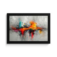 POSTER MIT RAHMENGERAHMTES BILD Moderne Kunst - Orange - Grau - Abstrakt 30x20 cm - Hellgrau, Papier (30/20cm) - MuchoWow