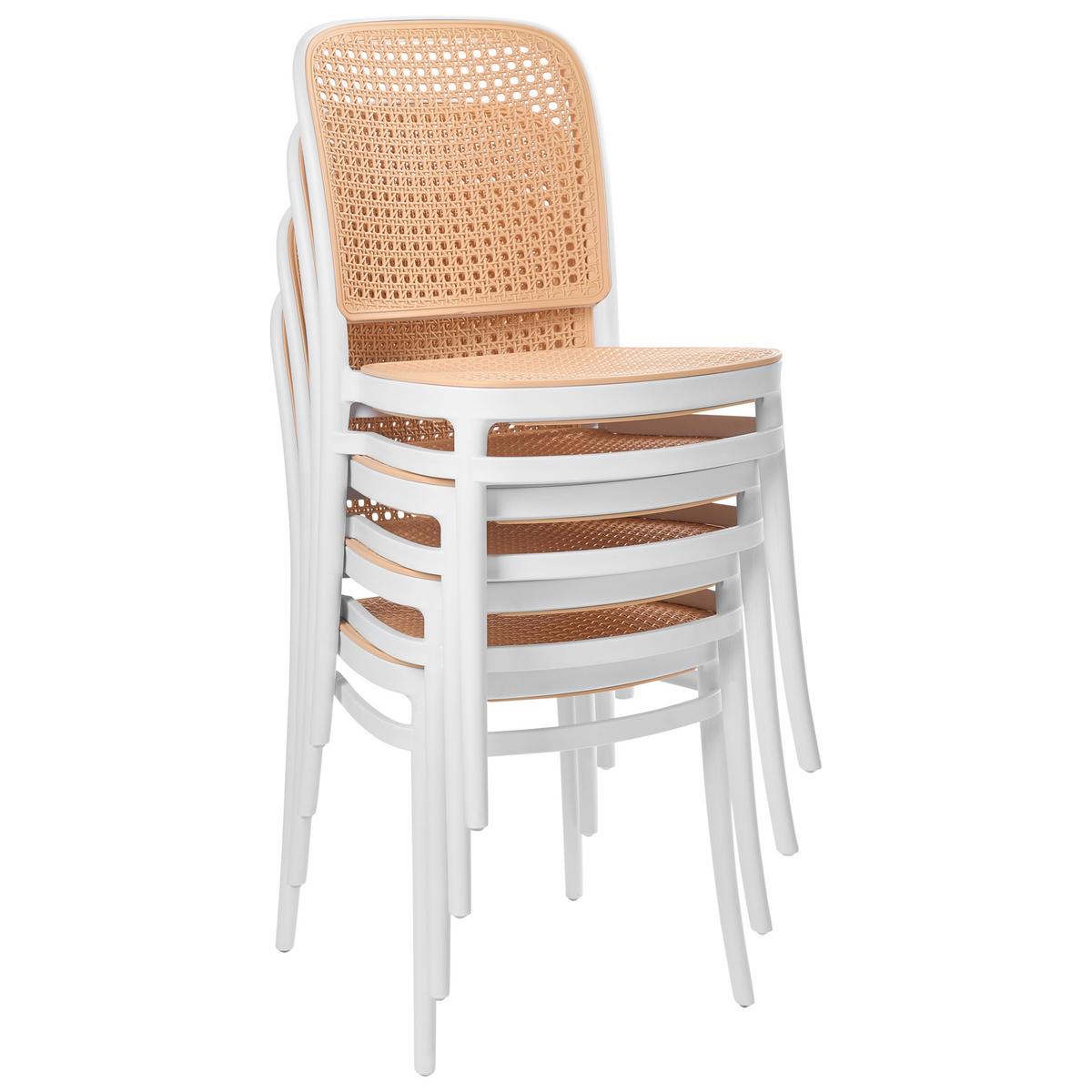 GARTENSTUHL 4er-Set Beige Plose - Beige/Weiß, Kunststoff (41/83/43cm) - Beliani
