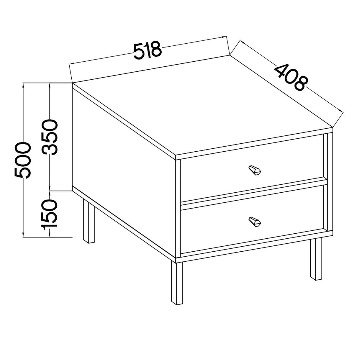 NACHTTISCH TORINO 51,8/50/40,8 cm Graphitfarben - Graphitfarben, Holzwerkstoff (51.8/50/40.8cm) - MASSENO