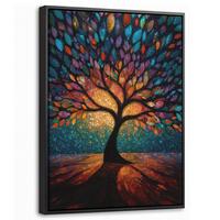 LEINWAND Bilder mit Rahmen - Mosaik - Bunt - Baum - Äste - 30x40 - Multicolor, Textil (30/40cm) - MuchoWow