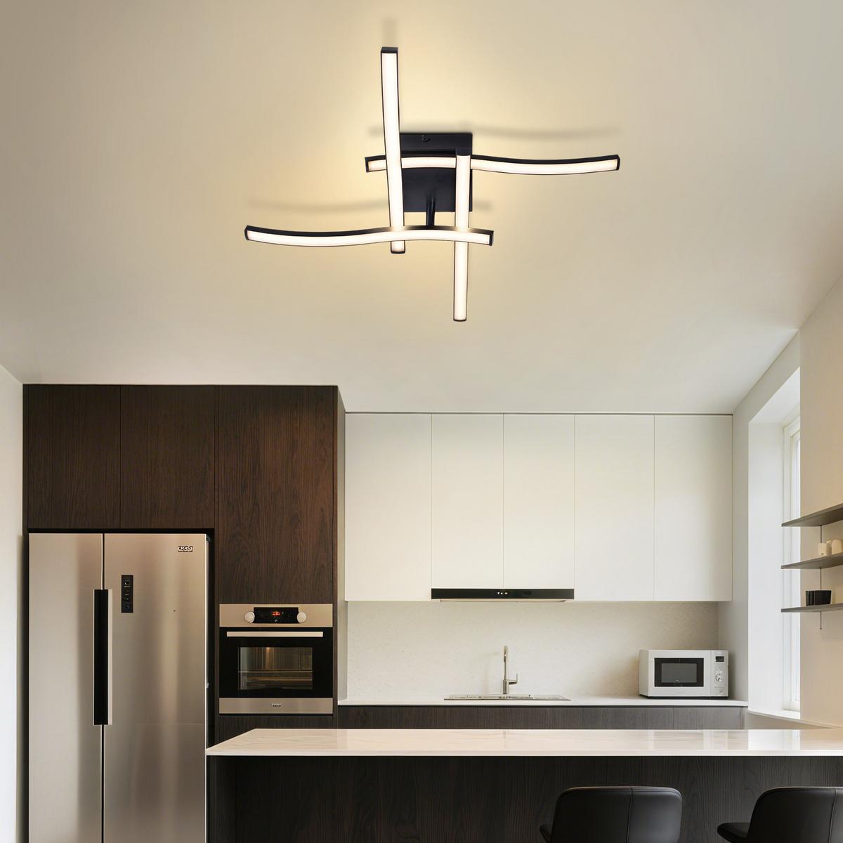 LED DECKENLEUCHTE Solon 50.5/50.5/9.5 cm - Schwarz, Kunststoff (50.5/50.5/9.5cm) - ZMH