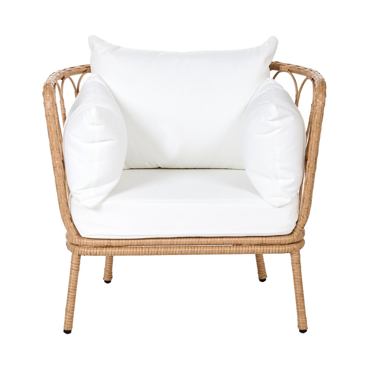 GARTENSESSEL mit Fußstütze Polyrattan Hellbraun Fonni - Hellbraun, Kunststoff (75/85/55cm) - Beliani