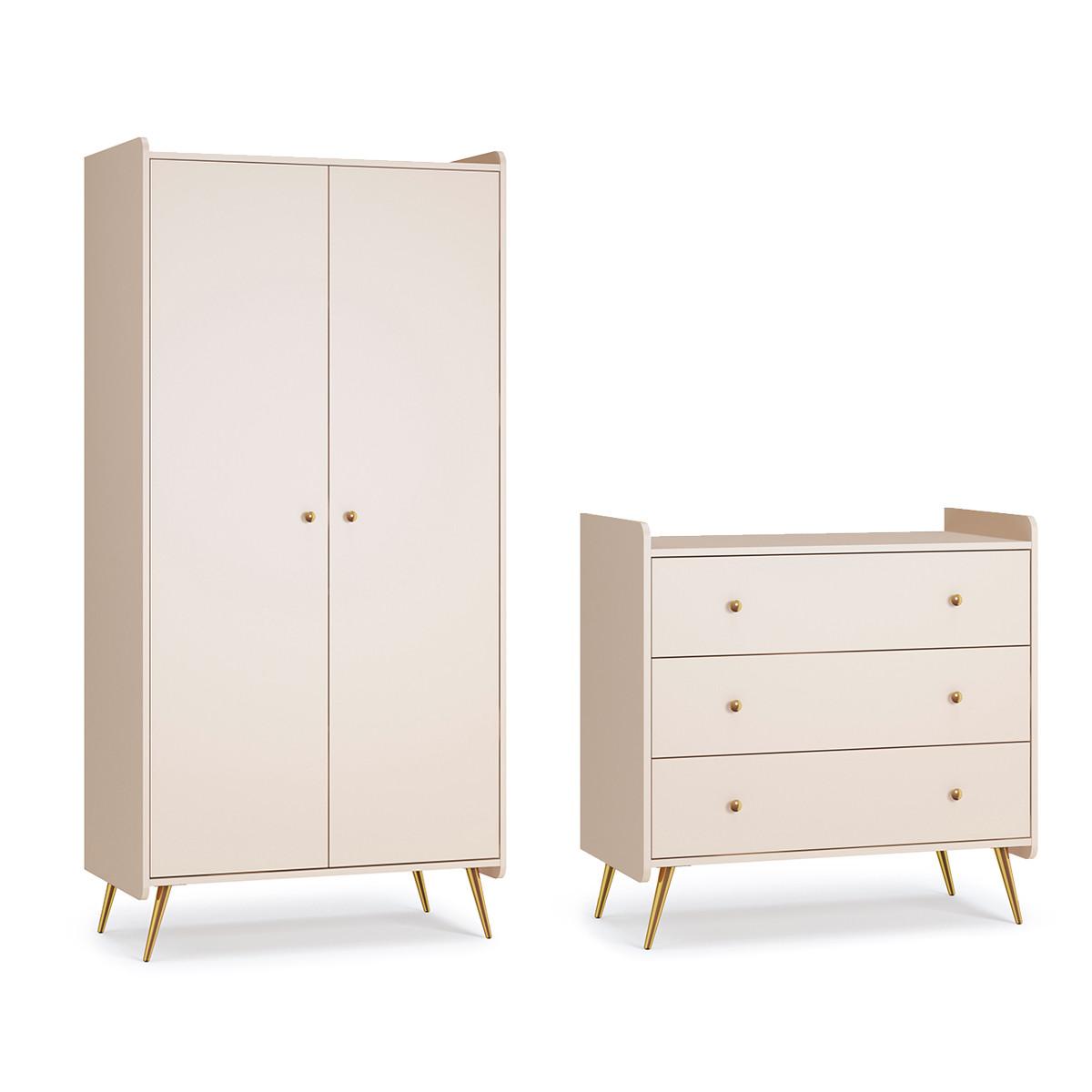 BABYZIMMER 2-teilig Lunea Kaschmir - Beige, Holzwerkstoff (90/90/50.2cm) - Petits-meubles
