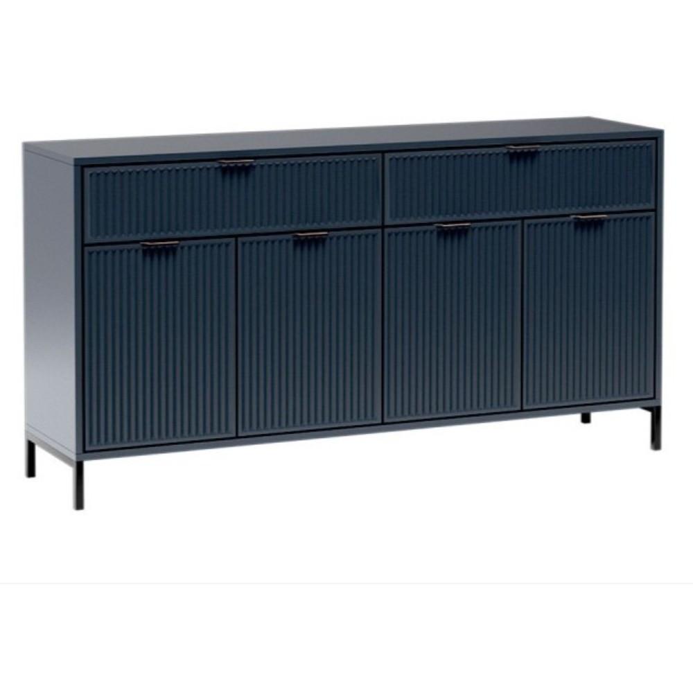 KOMMODE Linna 4D2S dunkelblau 165 cm - Schwarz/Dunkelblau, Holzwerkstoff/Metall (165/86/40cm) - Beautysofa