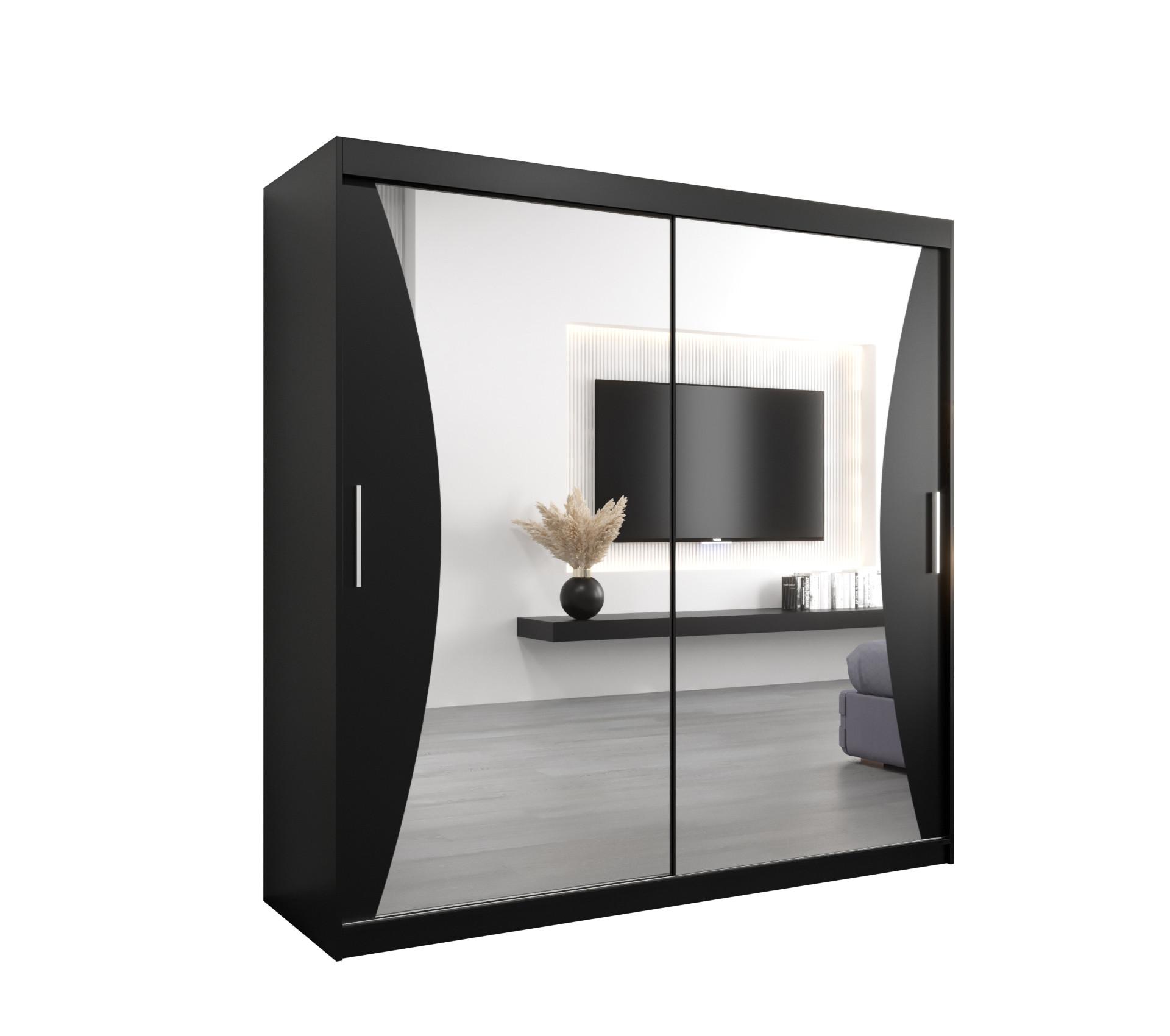 SCHWEBETÜRENSCHRANK 200/200/62 2-türig - Silberfarben/Schwarz, Holz/Kunststoff (200/200/62cm) - MÖBEL KRYSPOL
