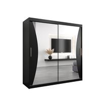 SCHWEBETÜRENSCHRANK 200/200/62 2-türig - Silberfarben/Schwarz, Holz/Kunststoff (200/200/62cm) - MÖBEL KRYSPOL