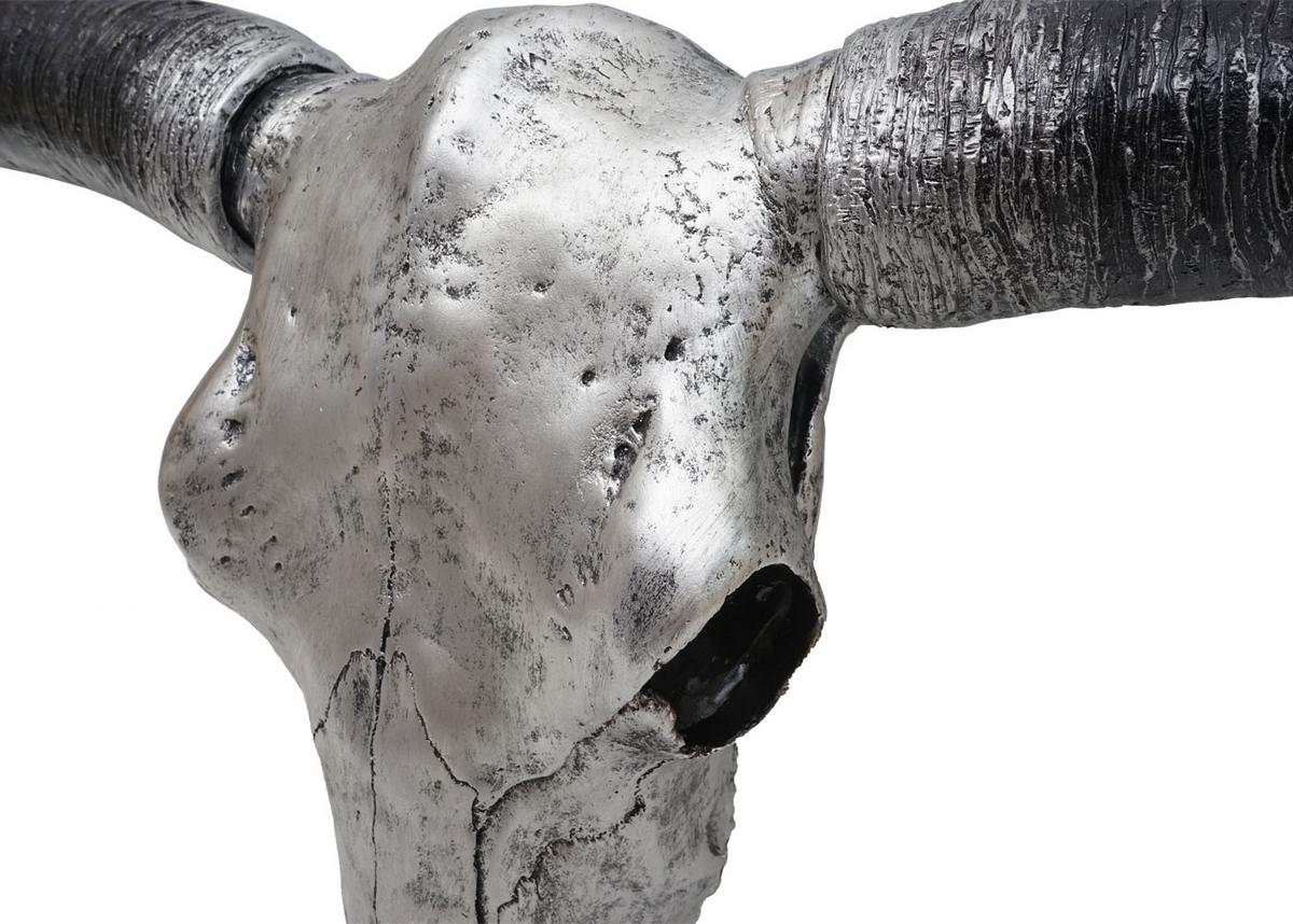 DEKO SCHÄDEL STIER Silbergrau - Grau, Stein (132/56/15cm) - MCW