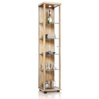 GLASVITRINE 33/37/176 cm mit LED & 4 höhenverstellbaren Glasböden - Transparent/Silberfarben, Glas/Holzwerkstoff (37/176/33cm) - K-Möbel
