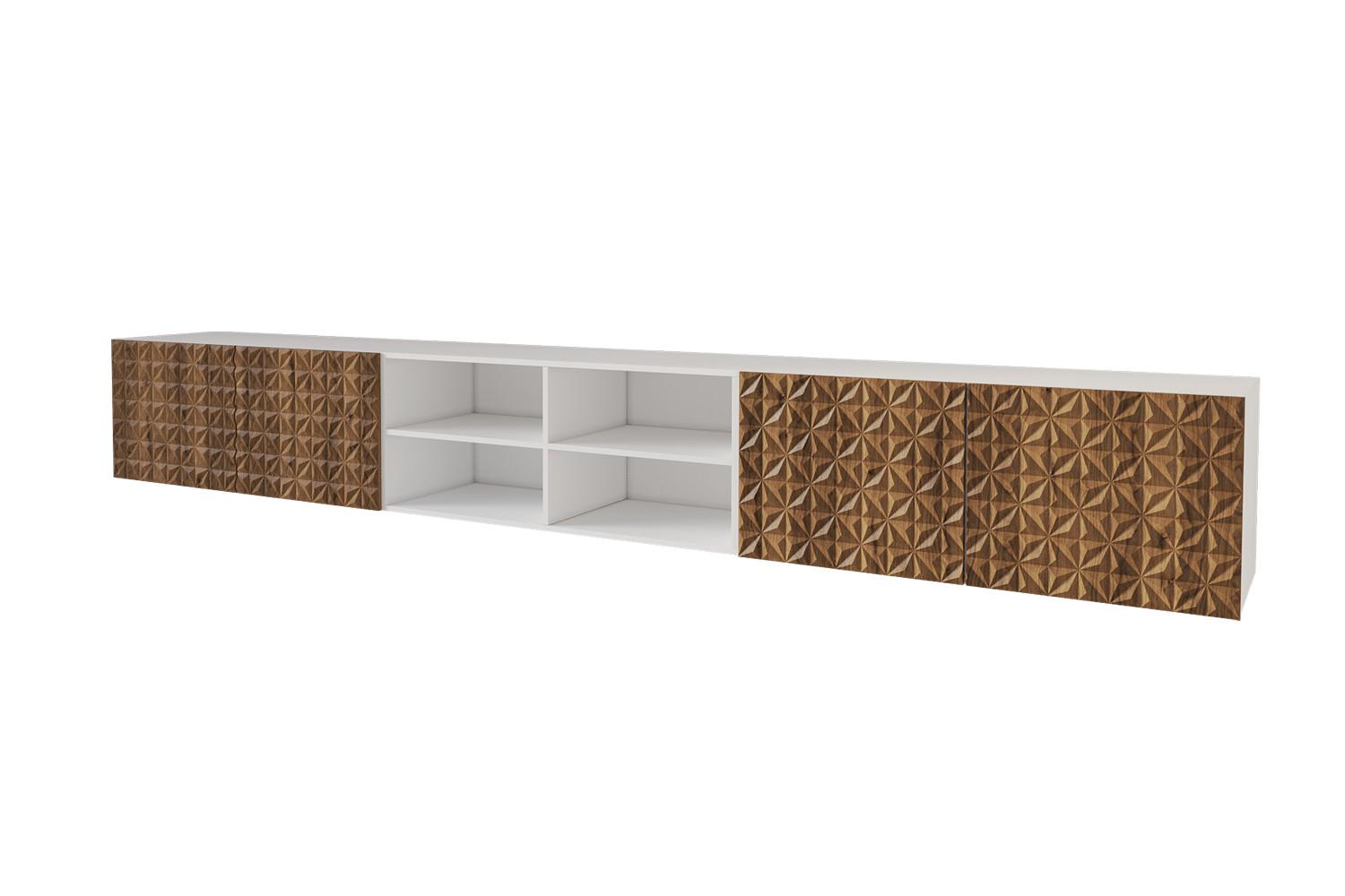 LOWBOARD VIRA-W 3x100x40x40 cm - Weiß / Katania - Eiche Wotan, Holzwerkstoff (300/40/40cm) - ALTDECOR