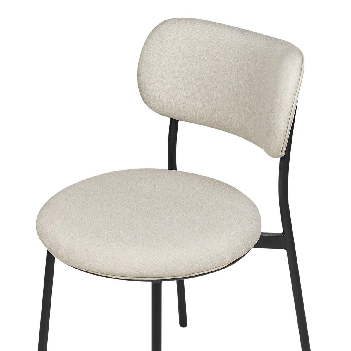 ESSZIMMERSTUHL 2er-Set Stoff hellbeige/schwarz Casey - Beige/Schwarz, Textil (43/76/44cm) - Beliani