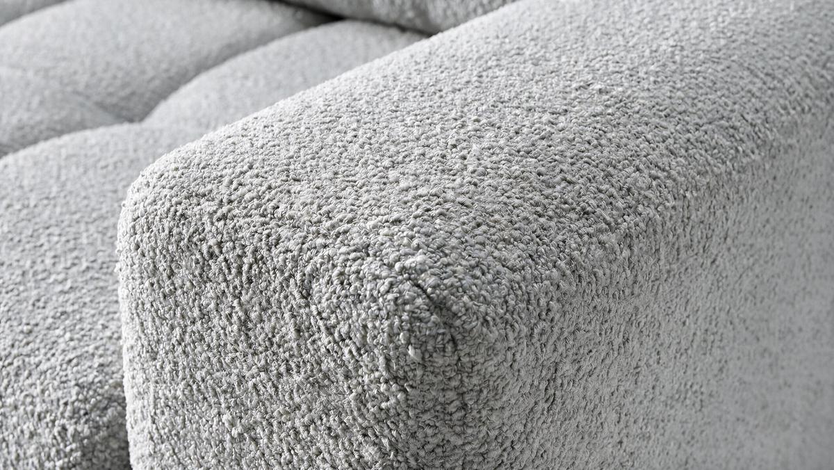 ECKSOFA Ovia mit Bettkasten und Schlaffunktion, Bouclé-Stoff in L-Form - Hellgrau, Textil (270/185cm)