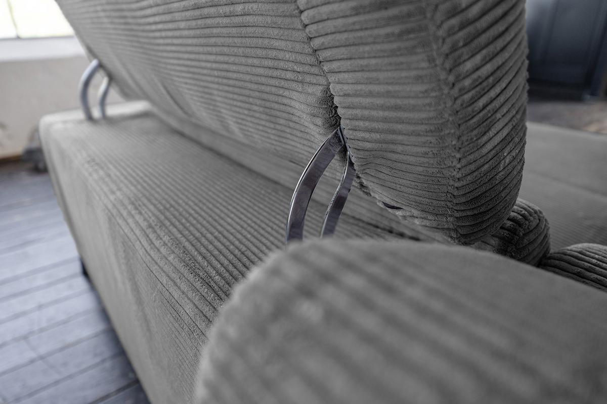 ECKSOFA LAISKA Grau Cord - Schwarz/Grau, Textil/Metall (282/177cm) - KAWOLA