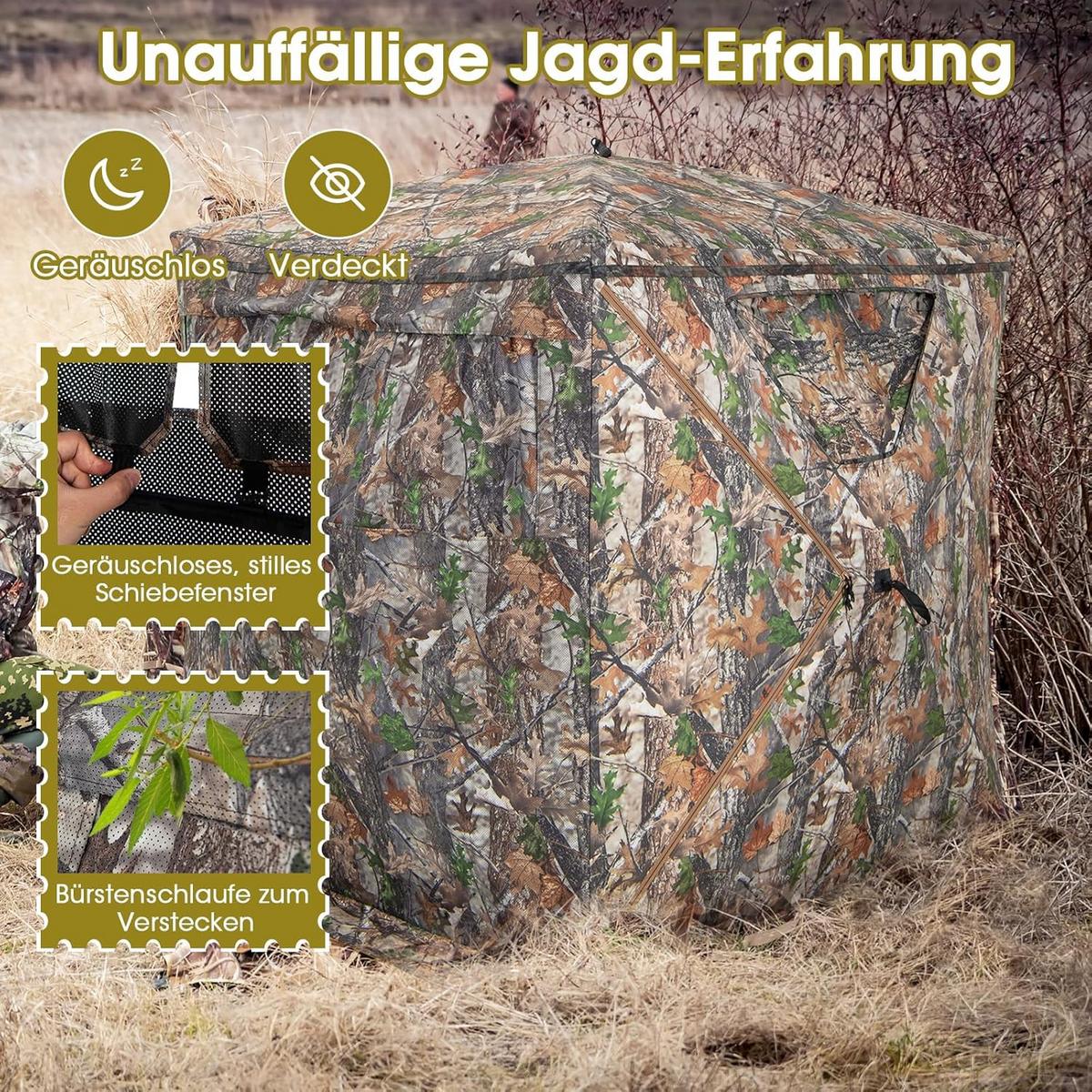 JAGDZELT Camouflage - Multicolor, Kunststoff (147/168/147cm) - COSTWAY