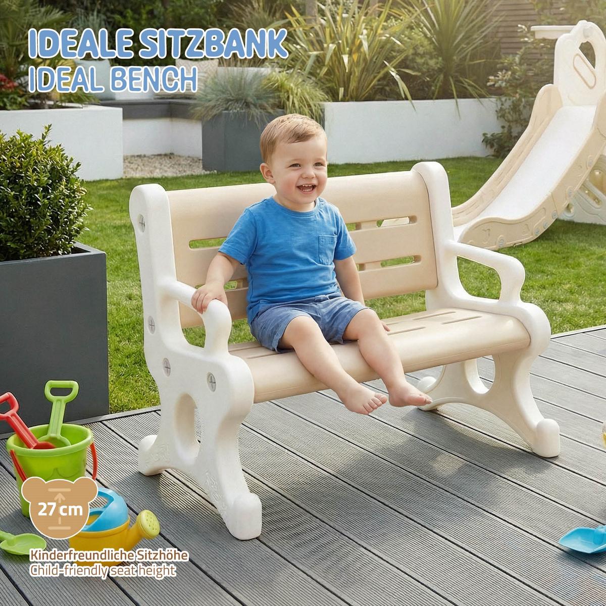 KINDERSITZBANK aus Kunststoff Braun-Weiß 81,5x59,5x48 cm - Braun/Weiß, Kunststoff (81.5/59.5/48cm) - Joyz