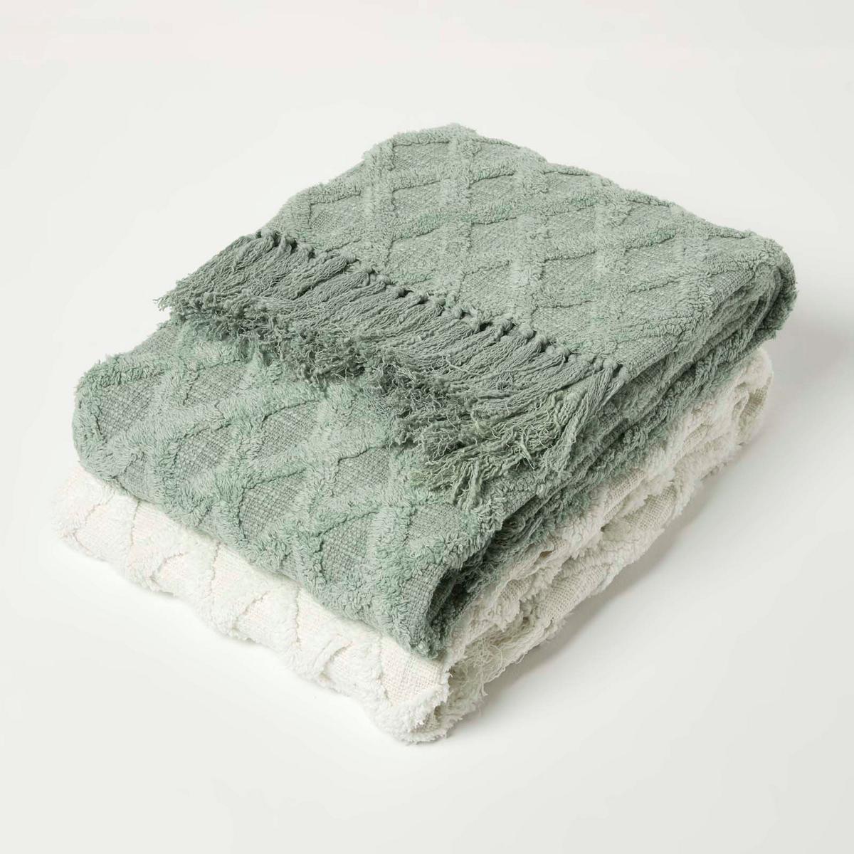 WOHNDECKE 125/150 cm, Baumwolle getuftet - Salbeigrün, Textil (125/150cm) - Homescapes