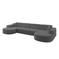 WOHNLANDSCHAFT MARI-U2 - 388x171x79 cm Grau Bouclé - Schwarz/Grau, Holzwerkstoff/Kunststoff (388/79/171cm) - ALTDECOR