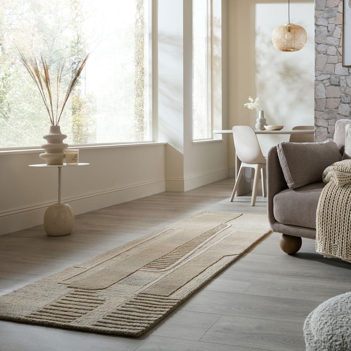 WOLLTEPPICH EDALE, abstrakt, Natur, 80 x 300 cm - Beige, Textil (80/300cm) - KADIMA DESIGN