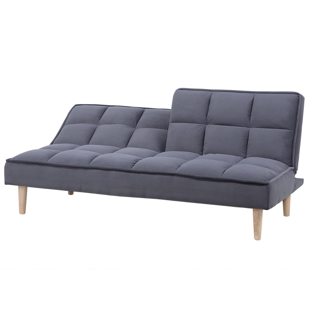 3-SITZER-SCHLAFSOFA dunkelgrau Siljan - Hellbraun/Grau, Textil (177/80/80cm) - Beliani