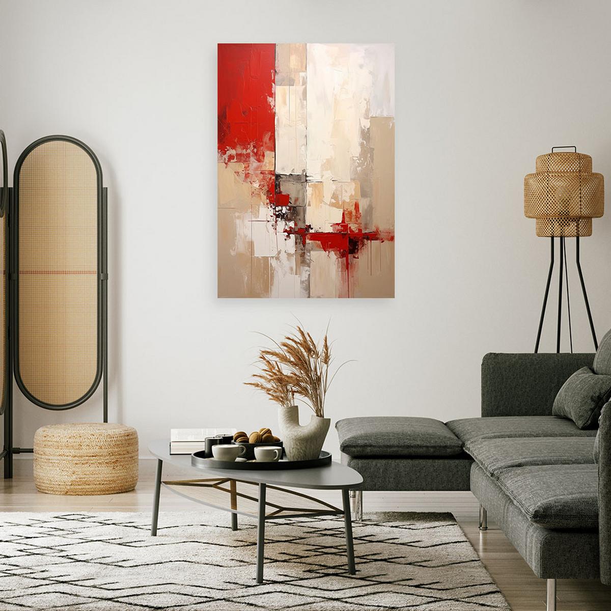 LEINWANDBILDER, Abstrakt in Beige und Rot - Rot, Textil (60/90cm) - Feeby