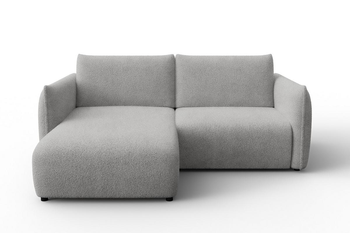 ECKSOFA TAUER 3-Sitzer LINKS, Bouclé-Stoff hellgrau - Schwarz/Grau, Holz/Textil (173/206cm) - Courtois Laville