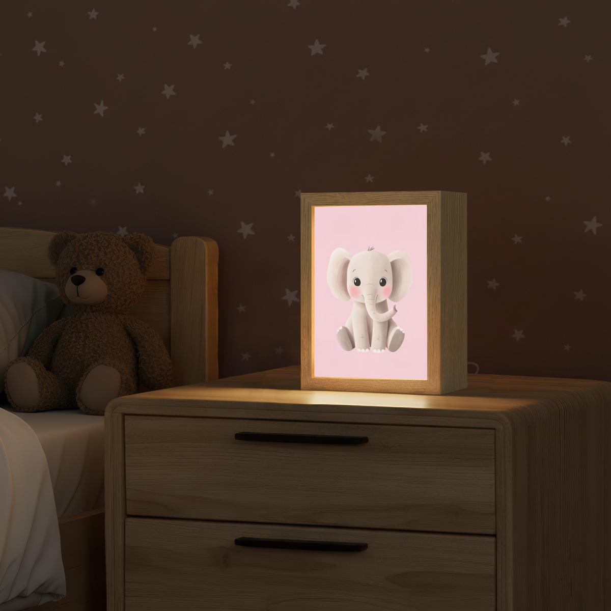 NACHTTISCHLAMPE Elefant - Baby - Rosa - Cartoon 15x20 cm - Rosa, Holzwerkstoff (8/15/20cm) - OnlyWow