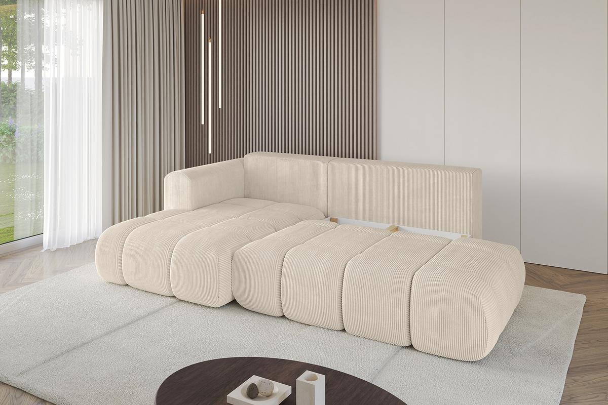 ECKSOFA Ottomane Links CLOUD-L-v1 280x185x90 Beige Cord - Beige, Holzwerkstoff/Kunststoff (180/289cm) - ALTDECOR