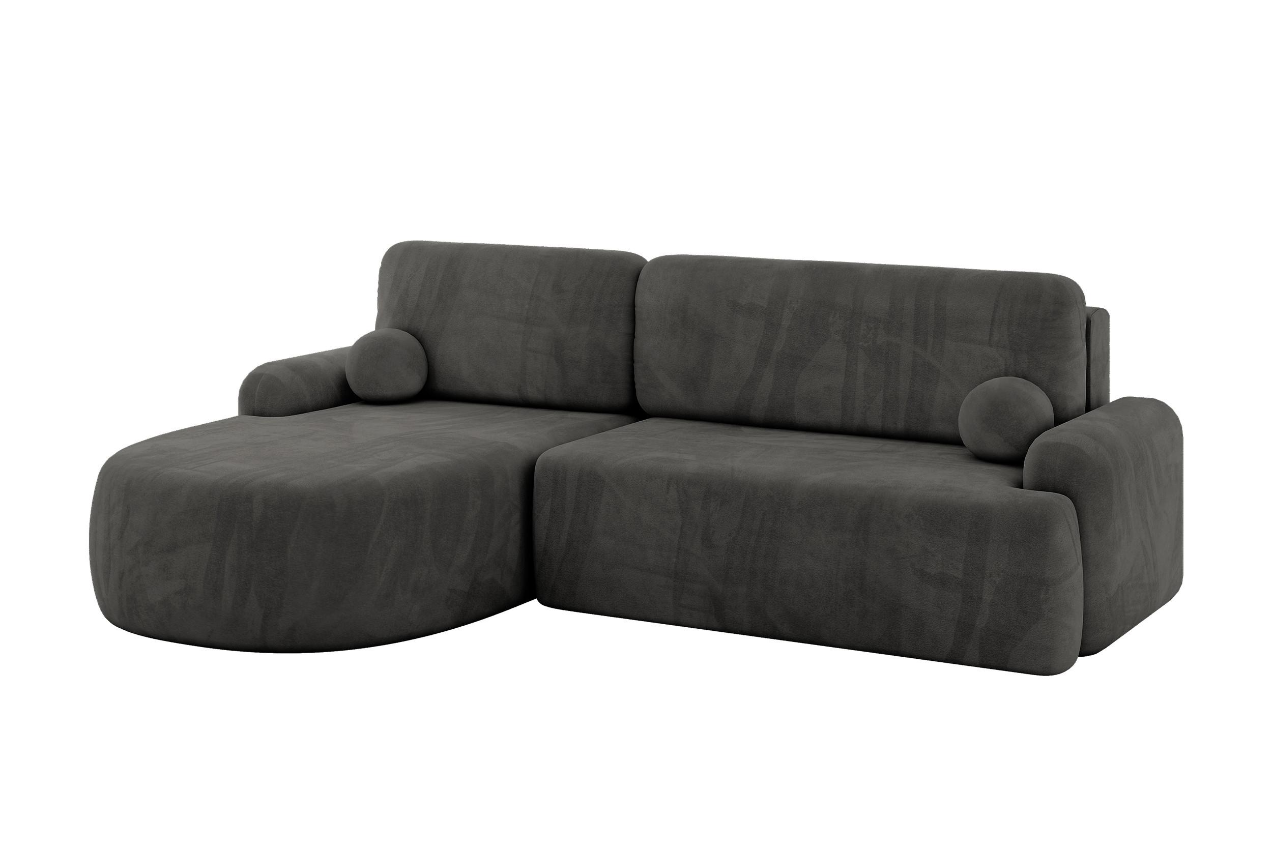 ECKSOFA mit Schlaffunktion und Bettkasten LIRA-L - 264x172x89 Dunkelgrau - Dunkelgrau, Holzwerkstoff/Textil (264/172cm) - ALTDECOR