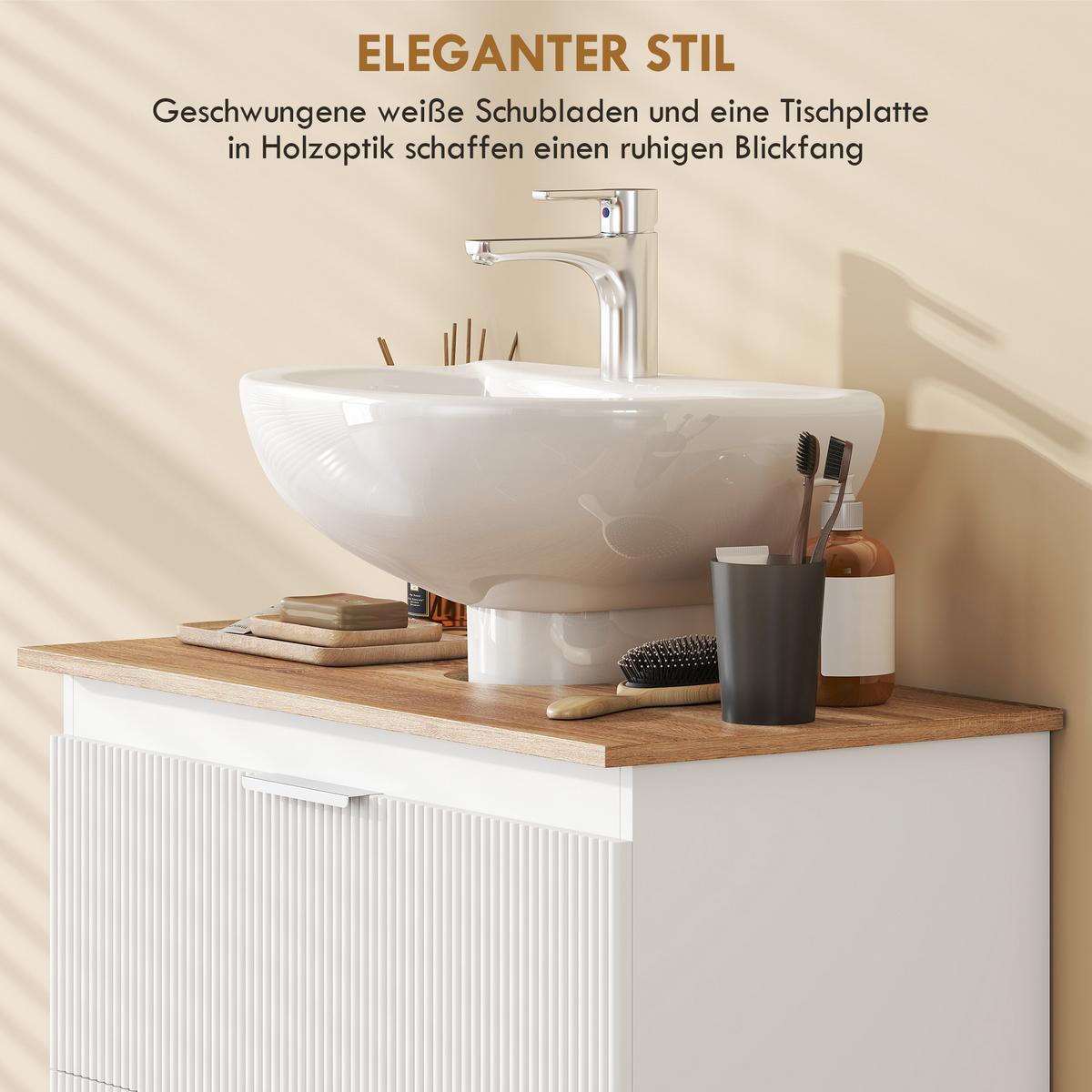 WASCHBECKENUNTERSCHRANK MDF 80/40/60 cm Weiß - Weiß, Holzwerkstoff (40/60/80cm) - HOMCOM