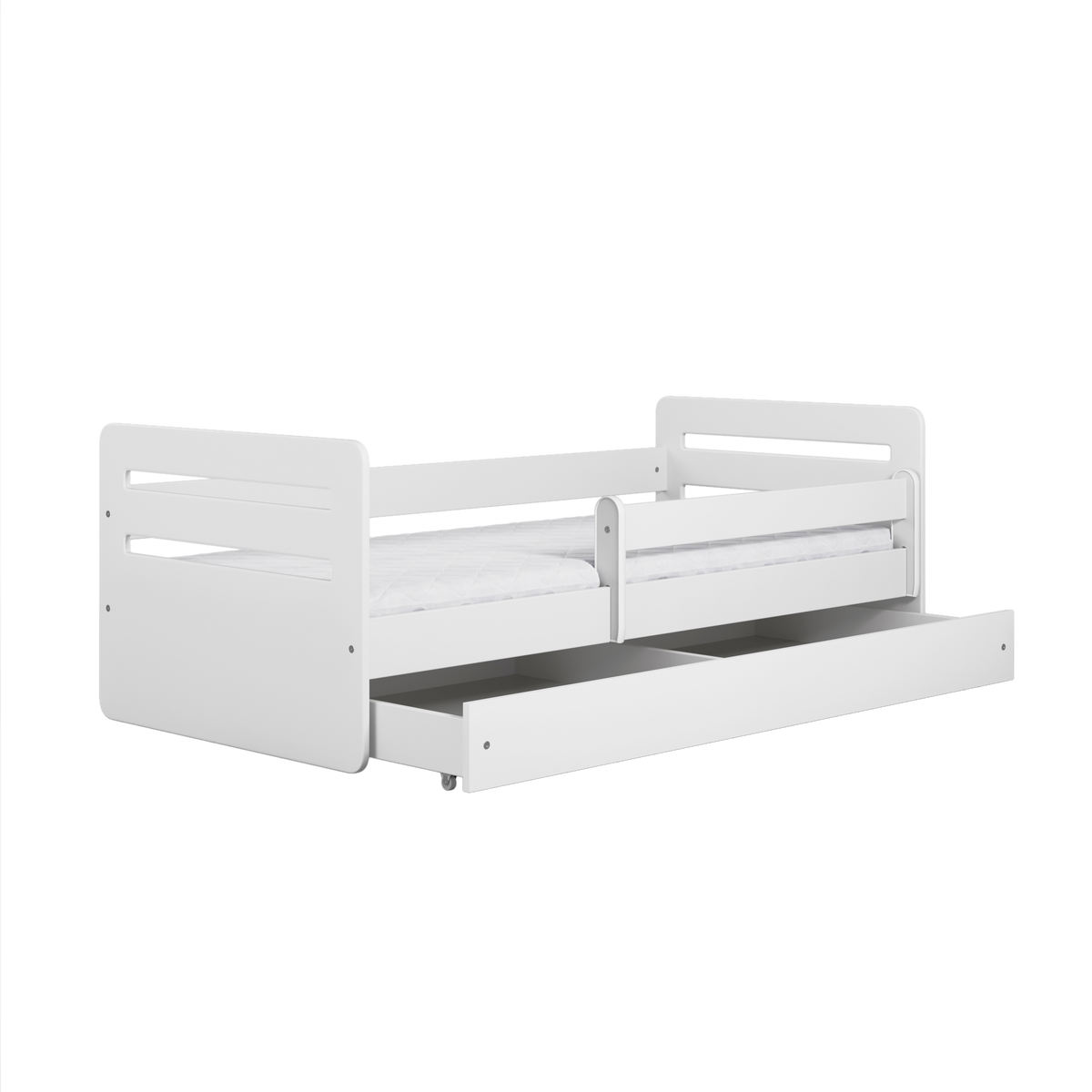 KINDERBETT Tomi mit Schublade und Matratze Weiß 90/65/164 - Weiß, Holzwerkstoff (80/160cm) - RAUMHIRSCH FURNITURE