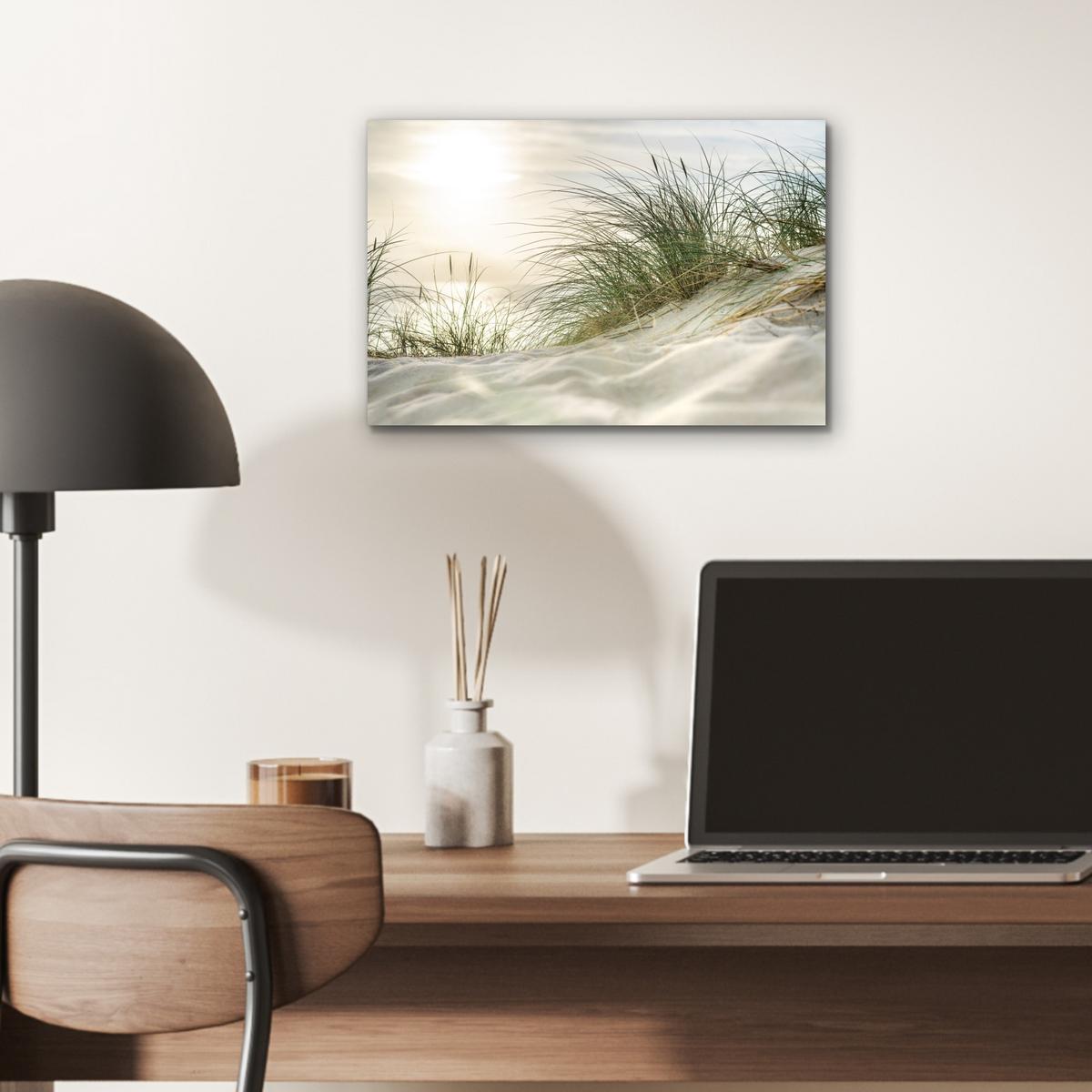 METALLBILD Dünen mit Strandhafer in der Sonne des Nationalparks Schleswig-Holsteinisches Wattenmeer 30x20 cm - Creme, Metall (30/20cm) - MuchoWow