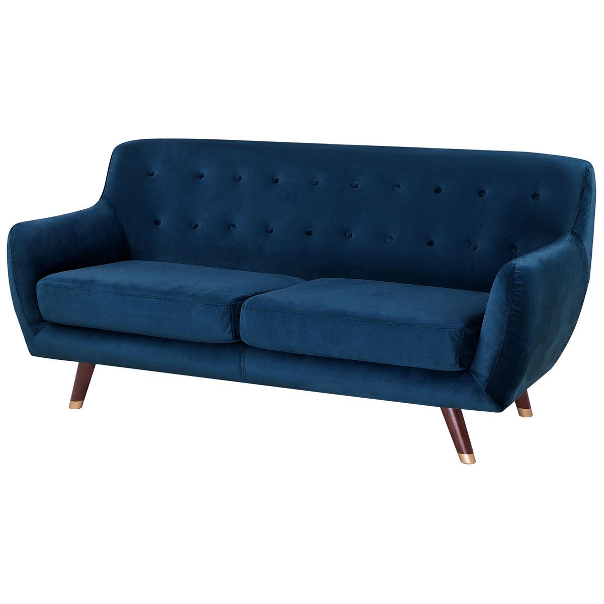 3-SITZER-SOFA Samtstoff Marineblau Bodo - Hellblau, Textil (188/84/85cm) - Beliani