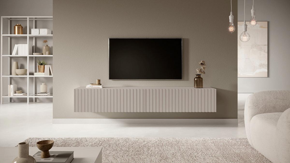 TV-HÄNGEBOARD Telire graubeige mit Lamellenfronten 175 cm - Greige, Holzwerkstoff (175/30/31.6cm) - Selsey